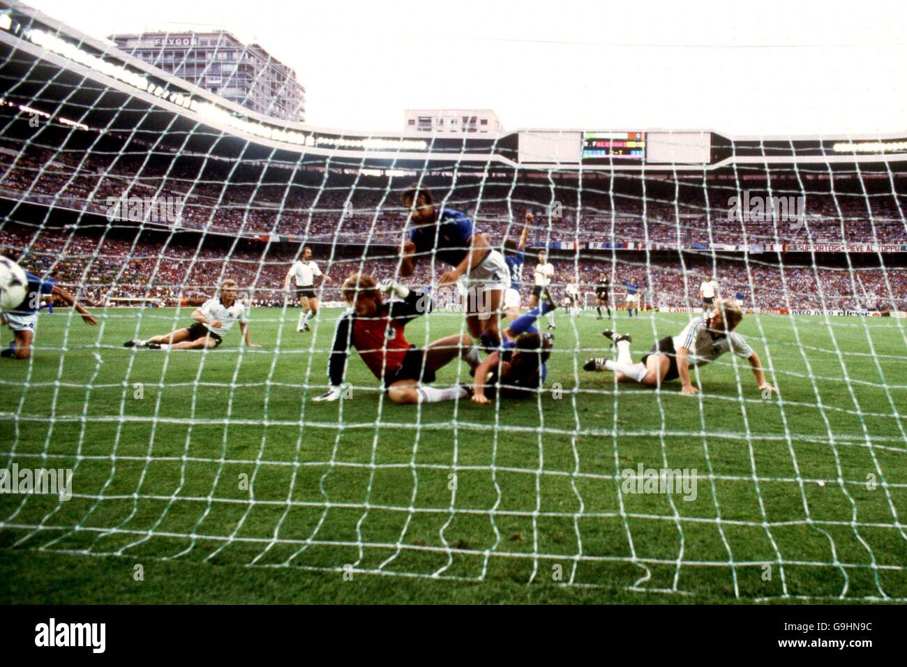 Soccer - World Cup 1982 - final - Italy v West Germany. Italy's Paolo Rossi scores a goal Stock Photo