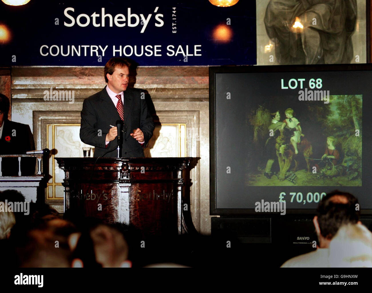 84,000 for Lot 68, a portrait of Charles Landseer and Sir Edwin Landseer, artist unknown, in today's auction by Sothebys at The Chanter's House in Ottery St Mary, Devon. Stock Photo