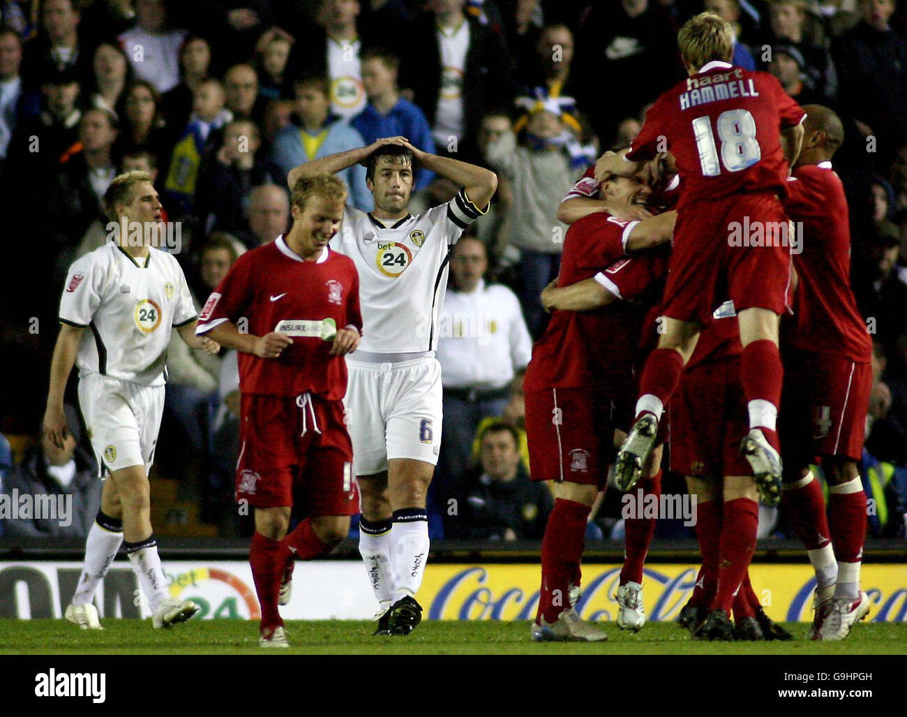 Leeds United captain Paul Butler stands dejected as Southend United