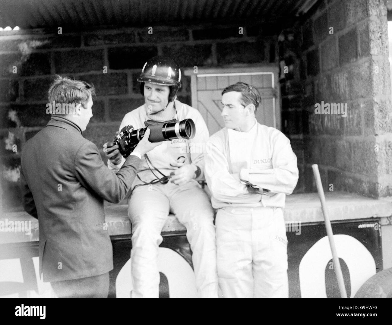 Motor Racing - Formula One - Graham Hill and Jackie Stewart - Brands Hatch Stock Photo