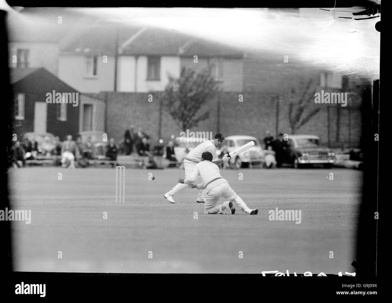 Kents colin cowdrey edges a ball into the slips hires stock