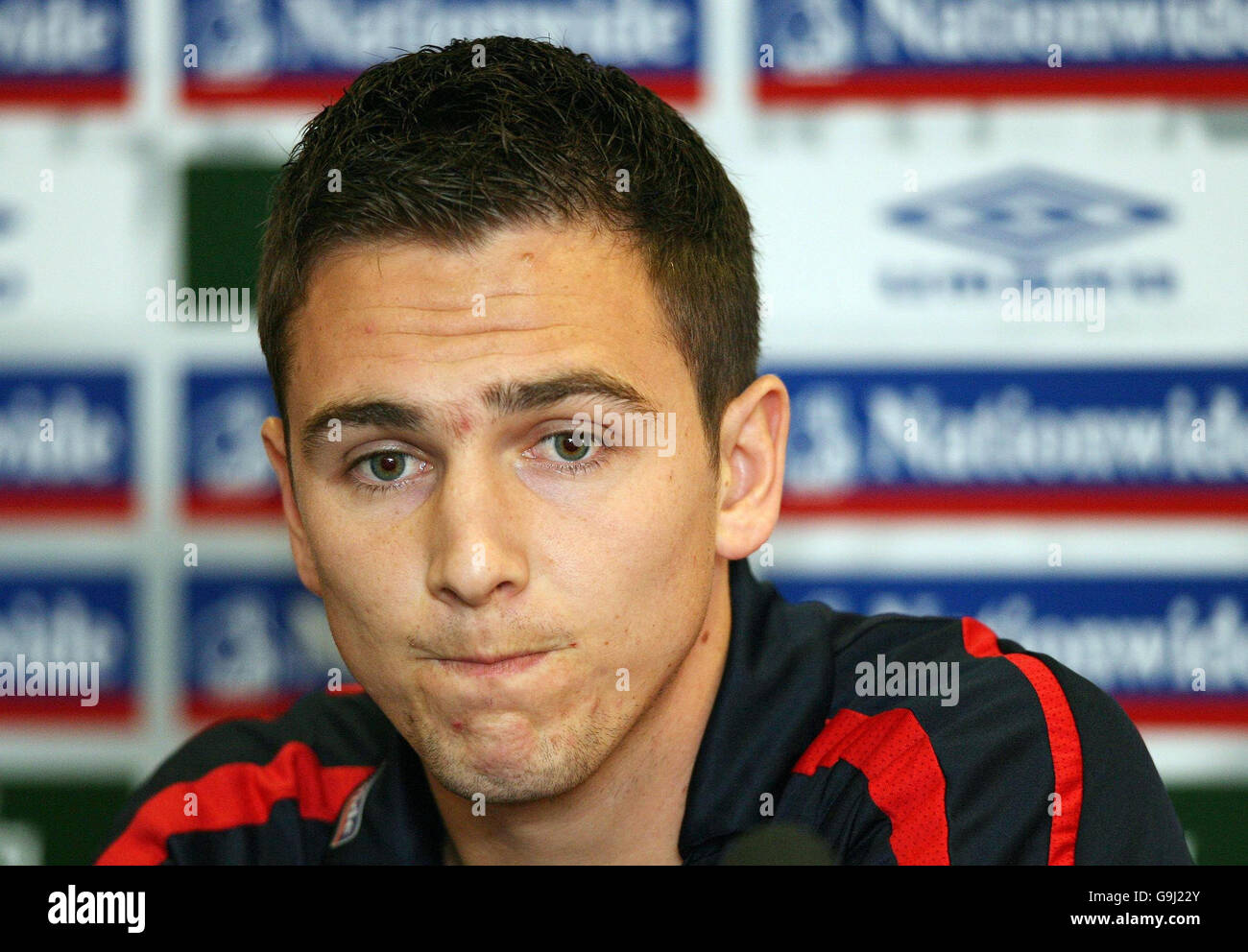 Englands stewart downing during a press conference at old trafford hi