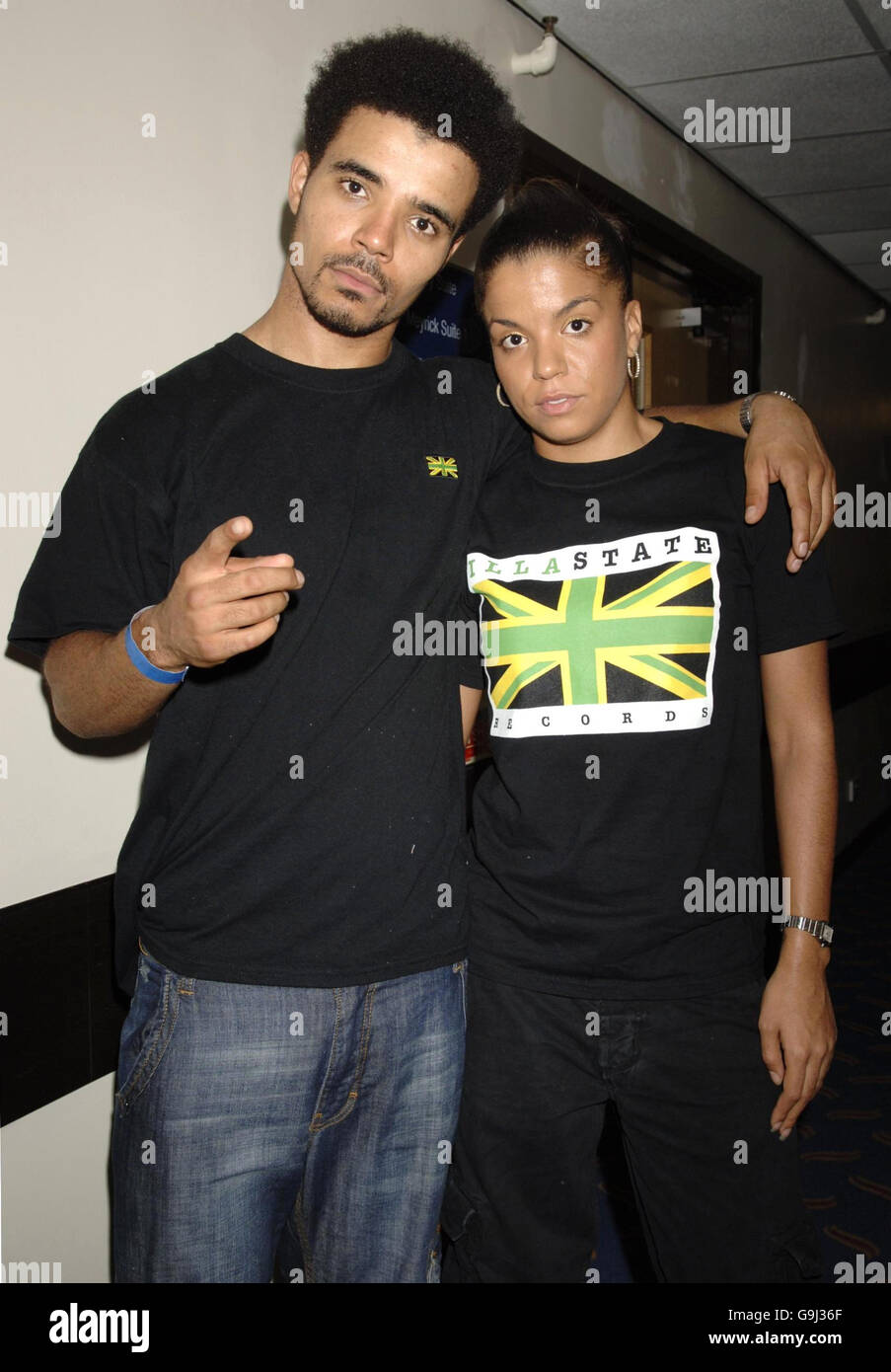 Ms Dynamite and her brother Akala stand backstage at the after performing as a support act for Missy Elliott. Stock Photo