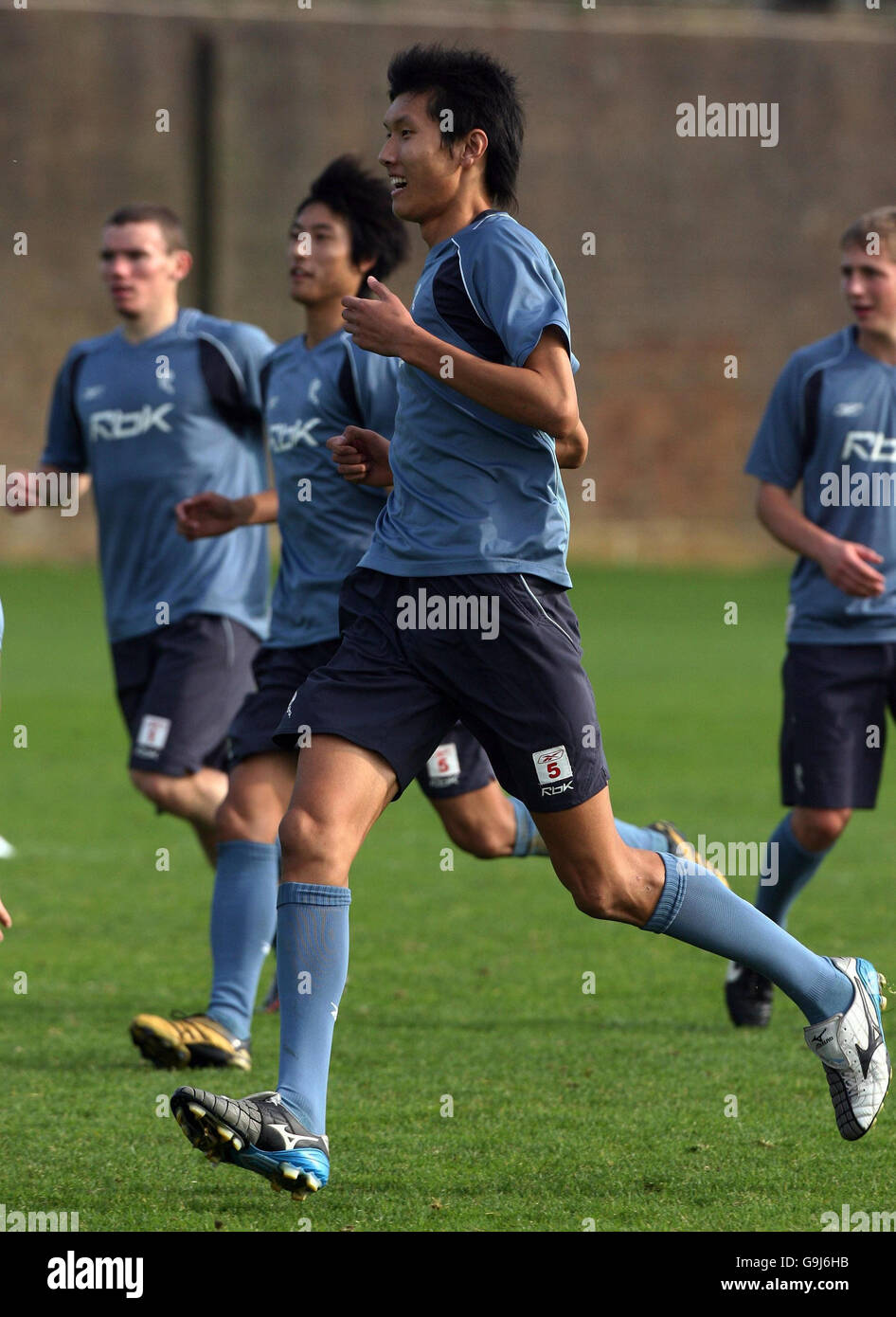 A 6ft 9in tall Yang Changpeng trains at Bolton training ground, Euxton