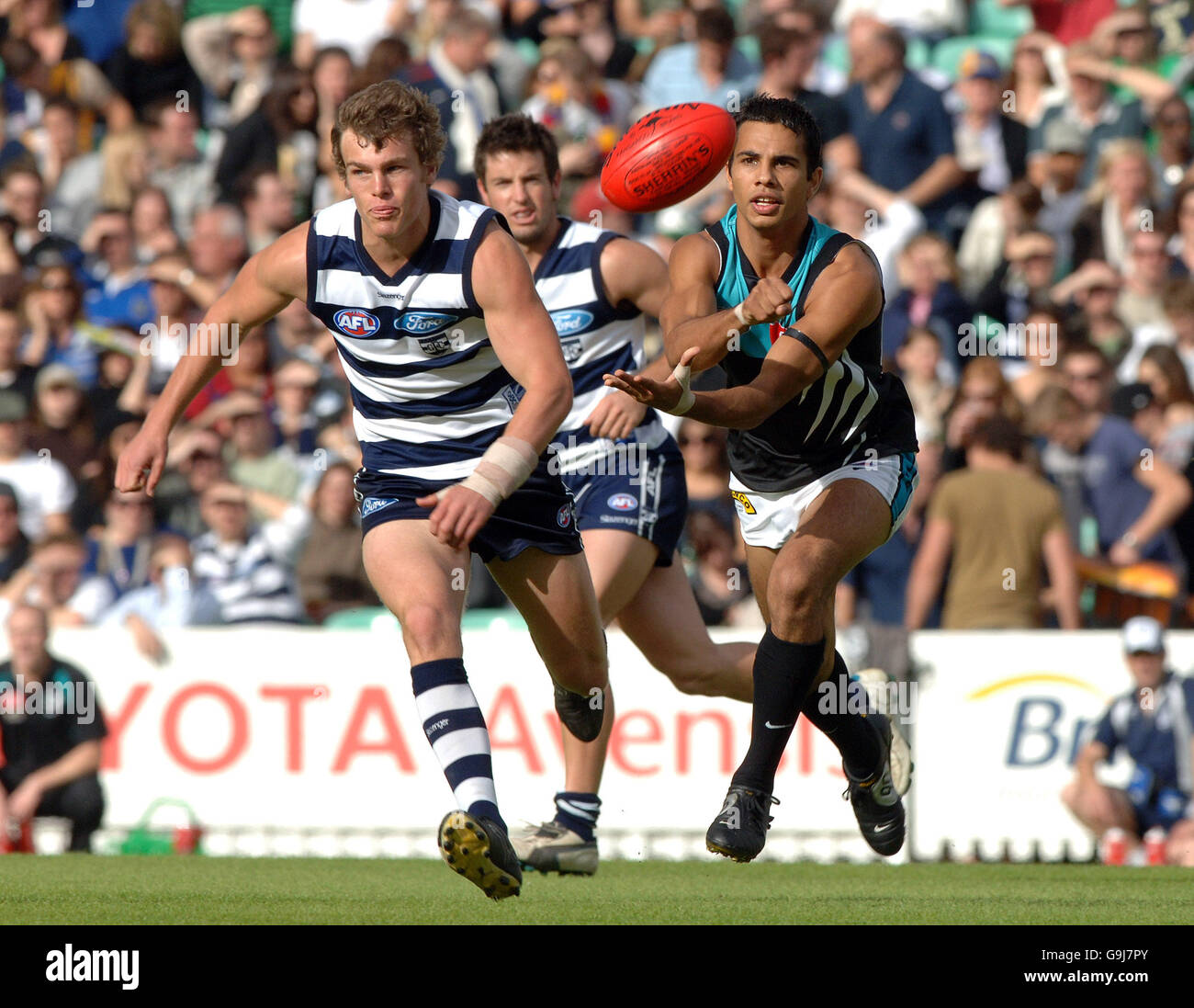 Australian Rules Football Afl Challenge Trophy Port Adelaide Power V Geelong Cats The Brit Oval Port Adelaide Power S And Geelong Cats Action Stock Photo Alamy