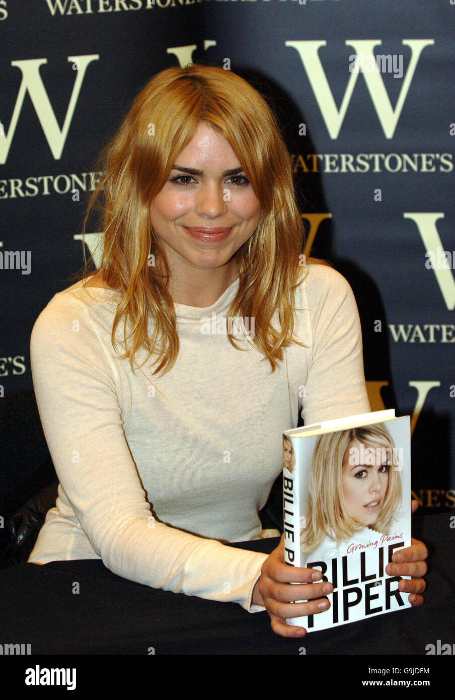 Billie Piper attends a signing for her new book, Growing Pains, at Waterstone's in Oxford Street, central London. Stock Photo
