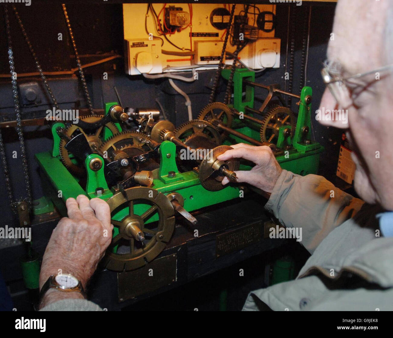 Paul Lester, the Honorary Town Engineer for WottonunderEdge in Gloucestershire adjusts the