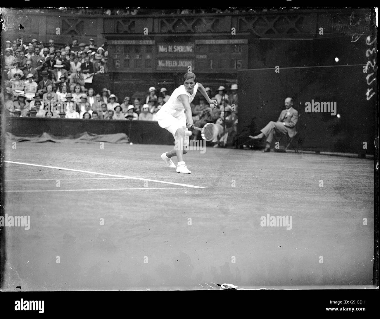 Tennis - Wimbledon Championships - Ladies' Singles - Semi Final - Helen Jacobs v Hilde Sperling Stock Photo