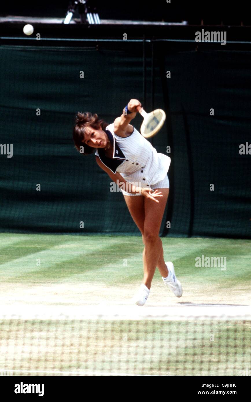 Tennis - Wimbledon Championships 1978 - Womens Singles Final - Martina Navratilova v Chris Evert. Martina Navratilova in action Stock Photo