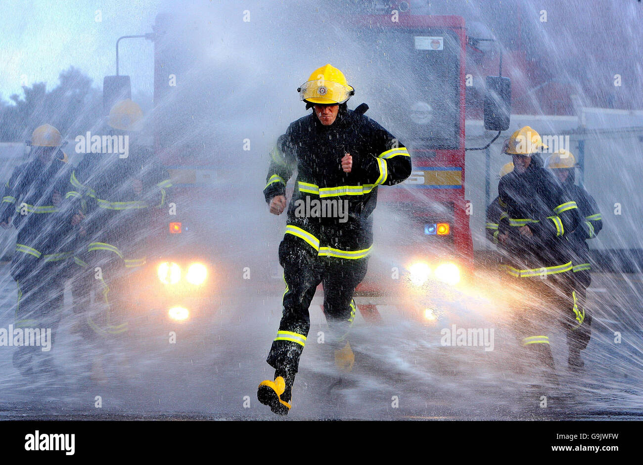 Dublin Fire Brigade recruits during drills at the Dublin Fire Brigade