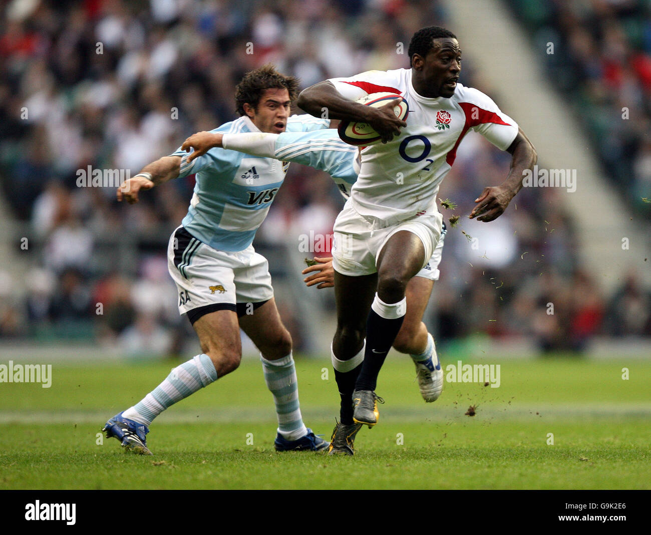 Englands paul beats argentinas pablo gomez cora to score try hires stock photography and images