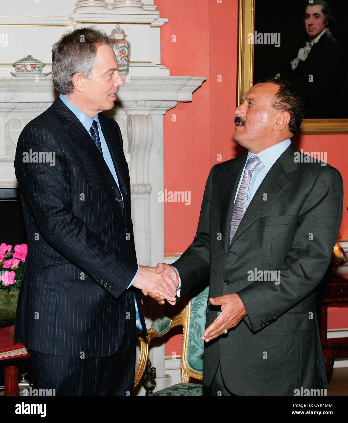 Tony Blair Meets Yemeni Prime Minister Stock Photo