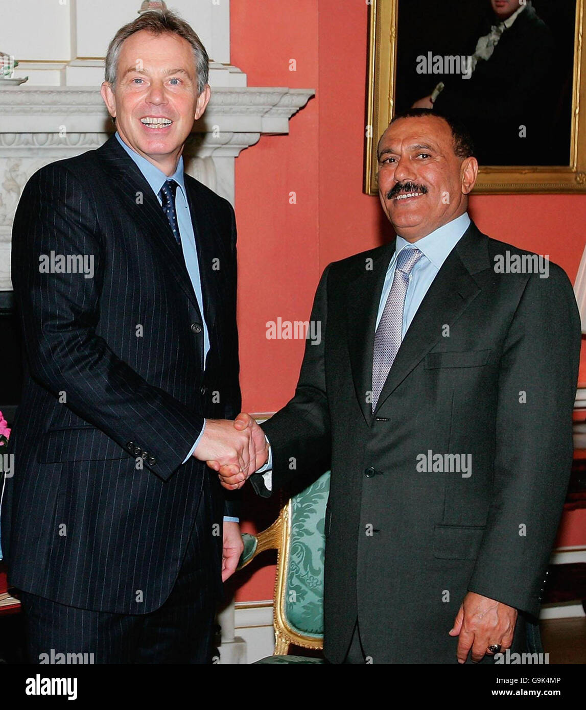 (Left to right); Britain's Prime Minister Tony Blair greets the President of Yemen, Ali Abdullah Saleh in Downing Street. Stock Photo