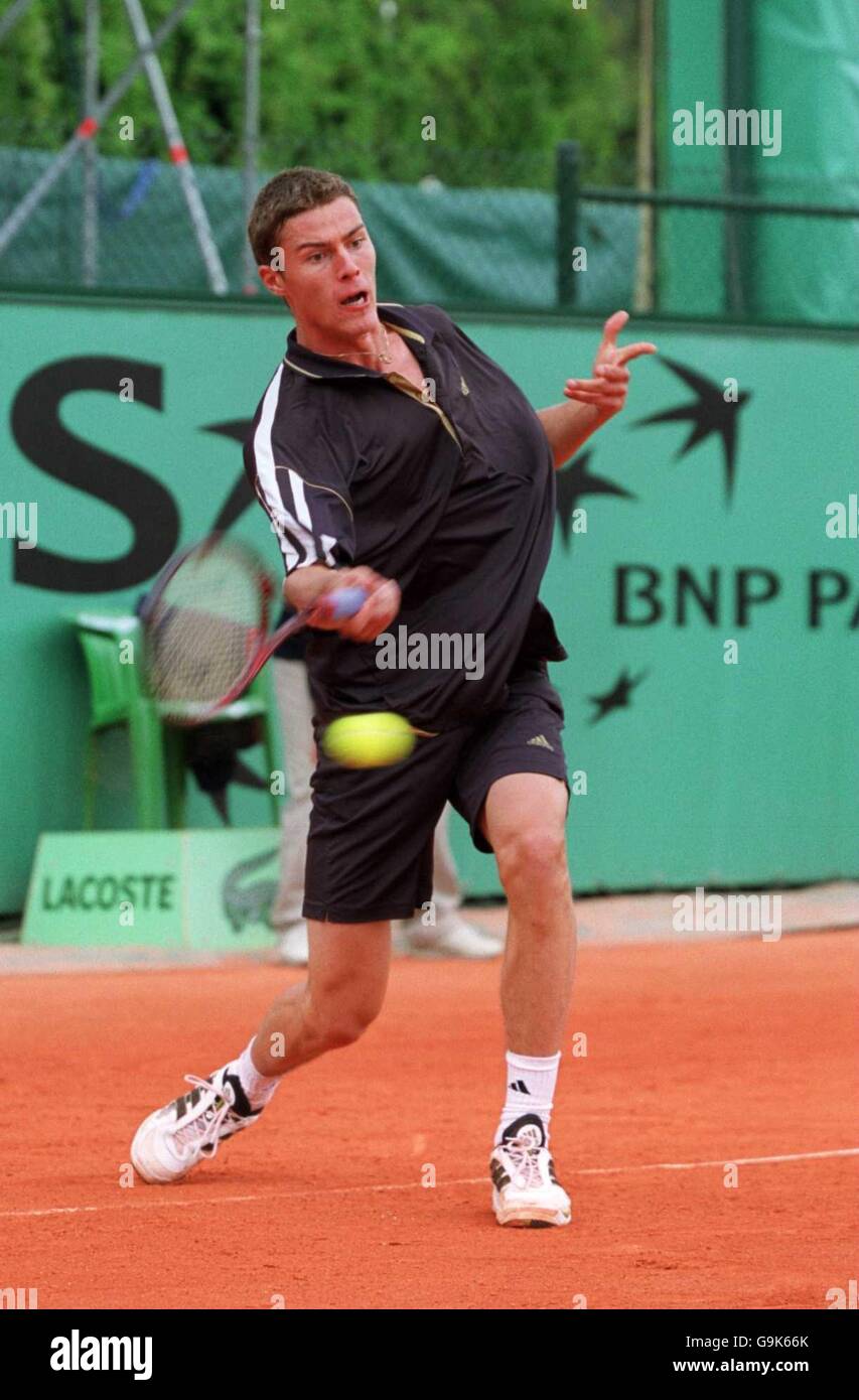 Tennis - French Open Roland Garros 2000. Marat Safin in action against George Bastl Stock Photo