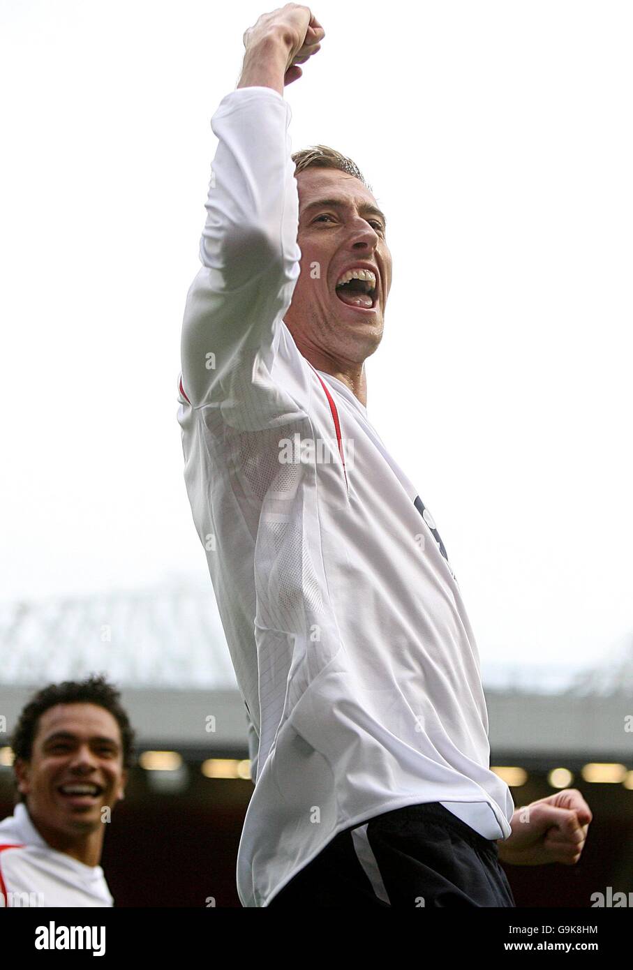Soccer - UEFA European Championship 2008 Qualifying - Group E - England v Andorra - Old Trafford. England's Peter Crouch celebrates a goal Stock Photo