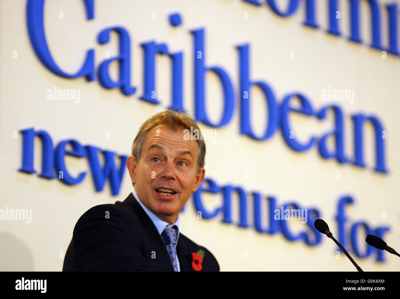 Britain's Prime Minister Blair at a Caribbean conference Stock Photo