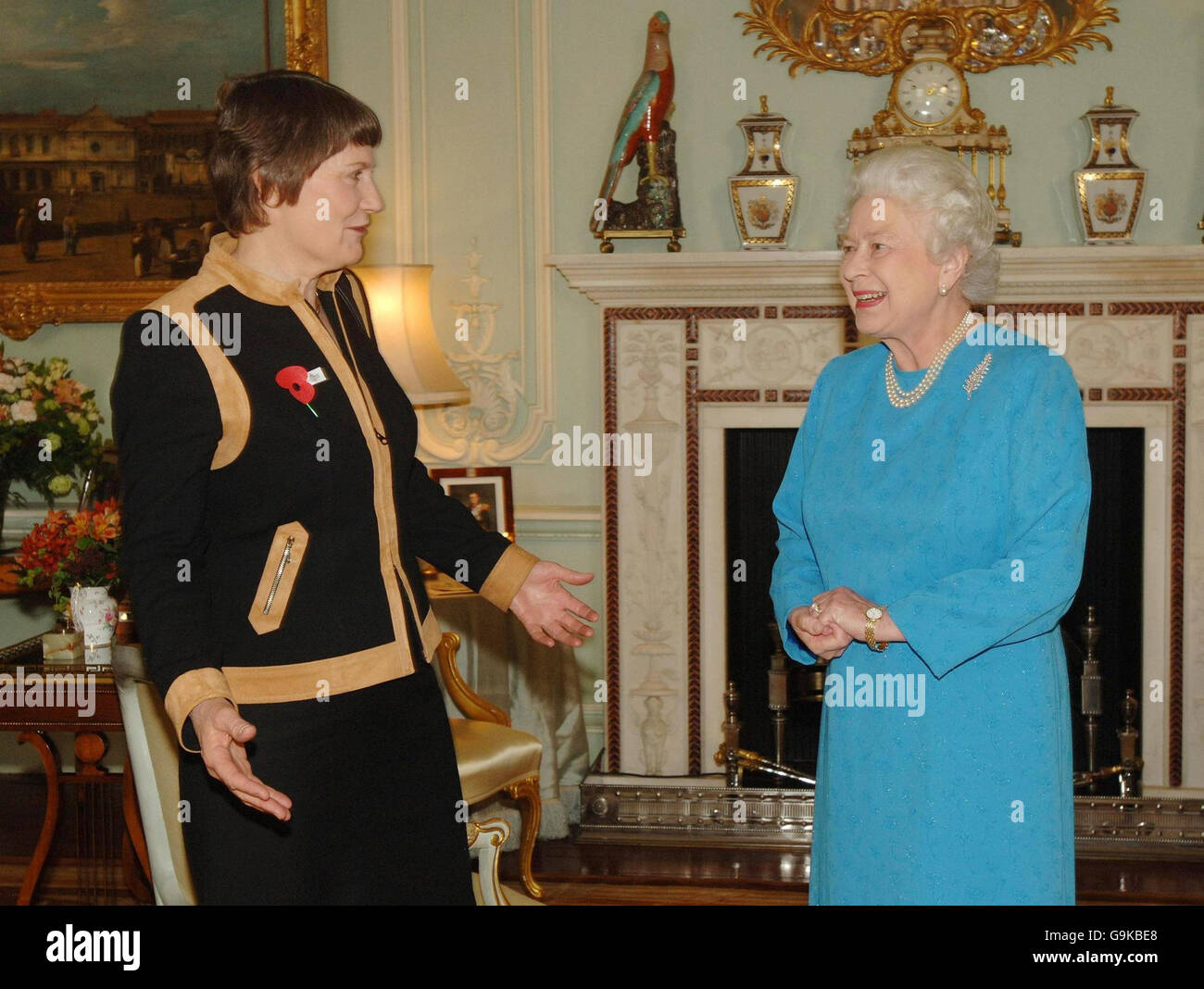 Britain's Queen Elizabeth II receives New Zealand's Prime Minister, Helen Clark, at Buckingham Palace, London. Stock Photo