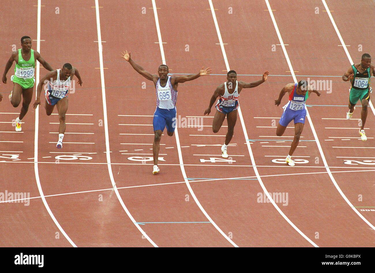 OLYMPICS BARCELONA ATHLETICS Athletics - Barcelona Olympic Games - Mens 100m Final Stock Photo