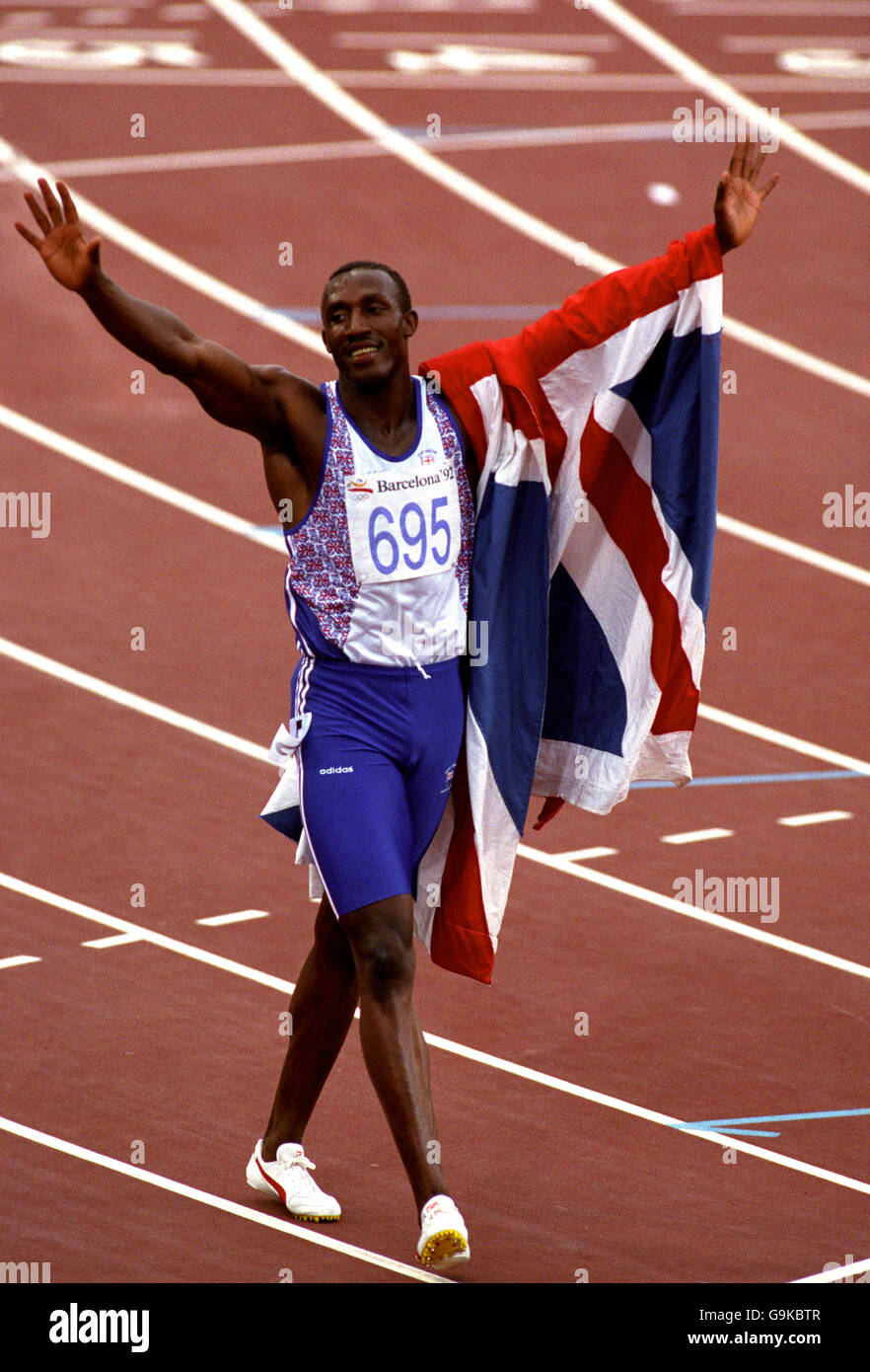 Athletics - Barcelona Olympic Games - Mens 100m Final Stock Photo