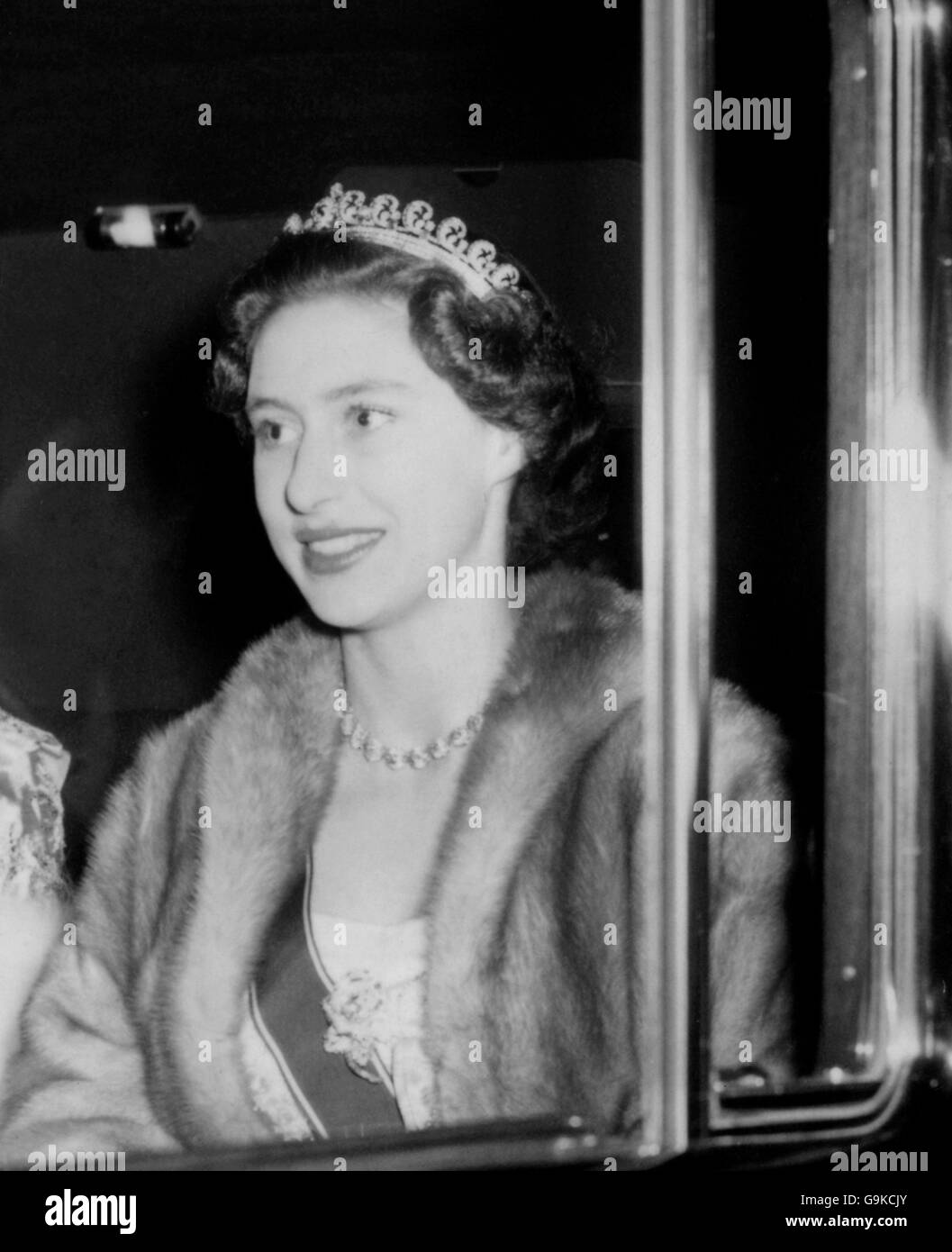 Princess Margaret drives from Clarence House to Buckingham Palace to attend the State banquet given by the Queen for her quest, Emperor haile Selassie of Ethiopia. Stock Photo