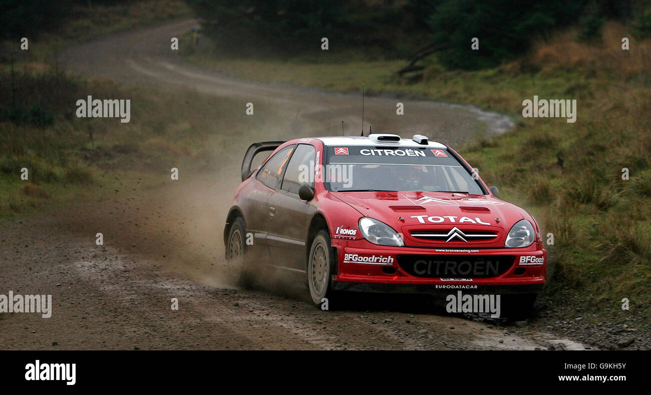 Spain's Dani Sordo in his Citroen Xsara on the Port Talbot Special Stage during the Wales Rally Great Britian in Cardiff. Stock Photo