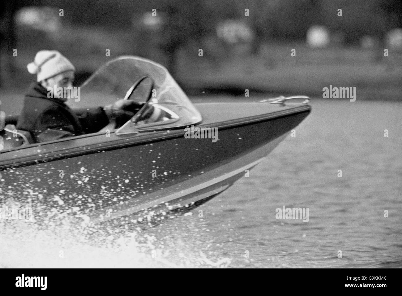 Donald Campbell surveys Coniston Water from his run about Jetstar in