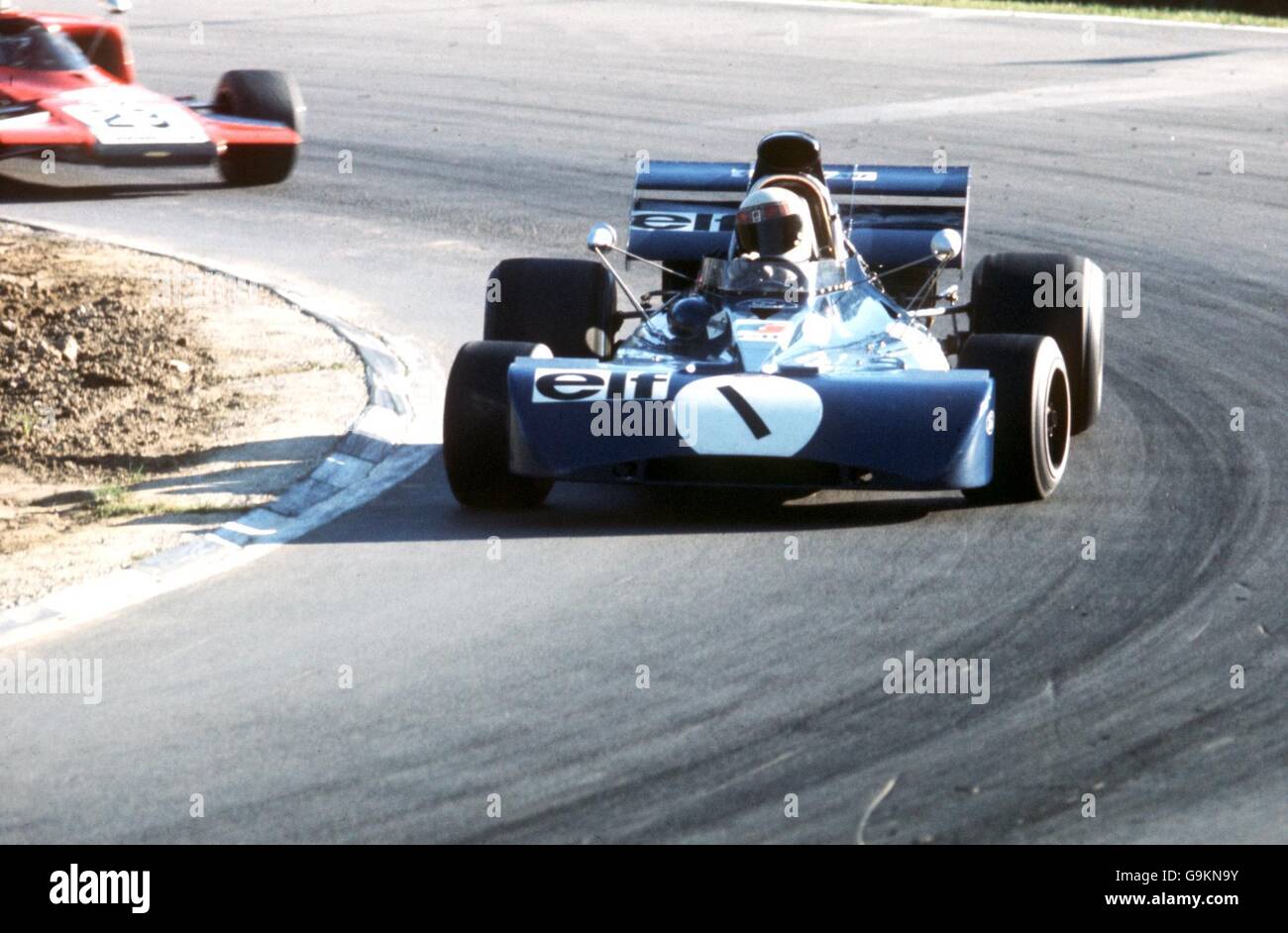 Formula One Motor Racing. Jackie Stewart driving a Tyrrell-Ford Stock Photo