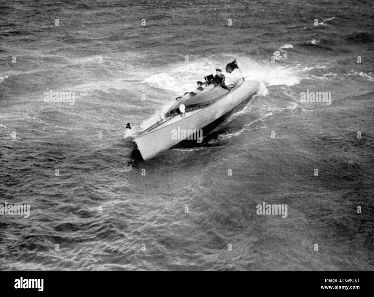 Great Britain's Wolseley-Siddeley, skippered by the Duke of Westminster, in heavy weather Stock Photo
