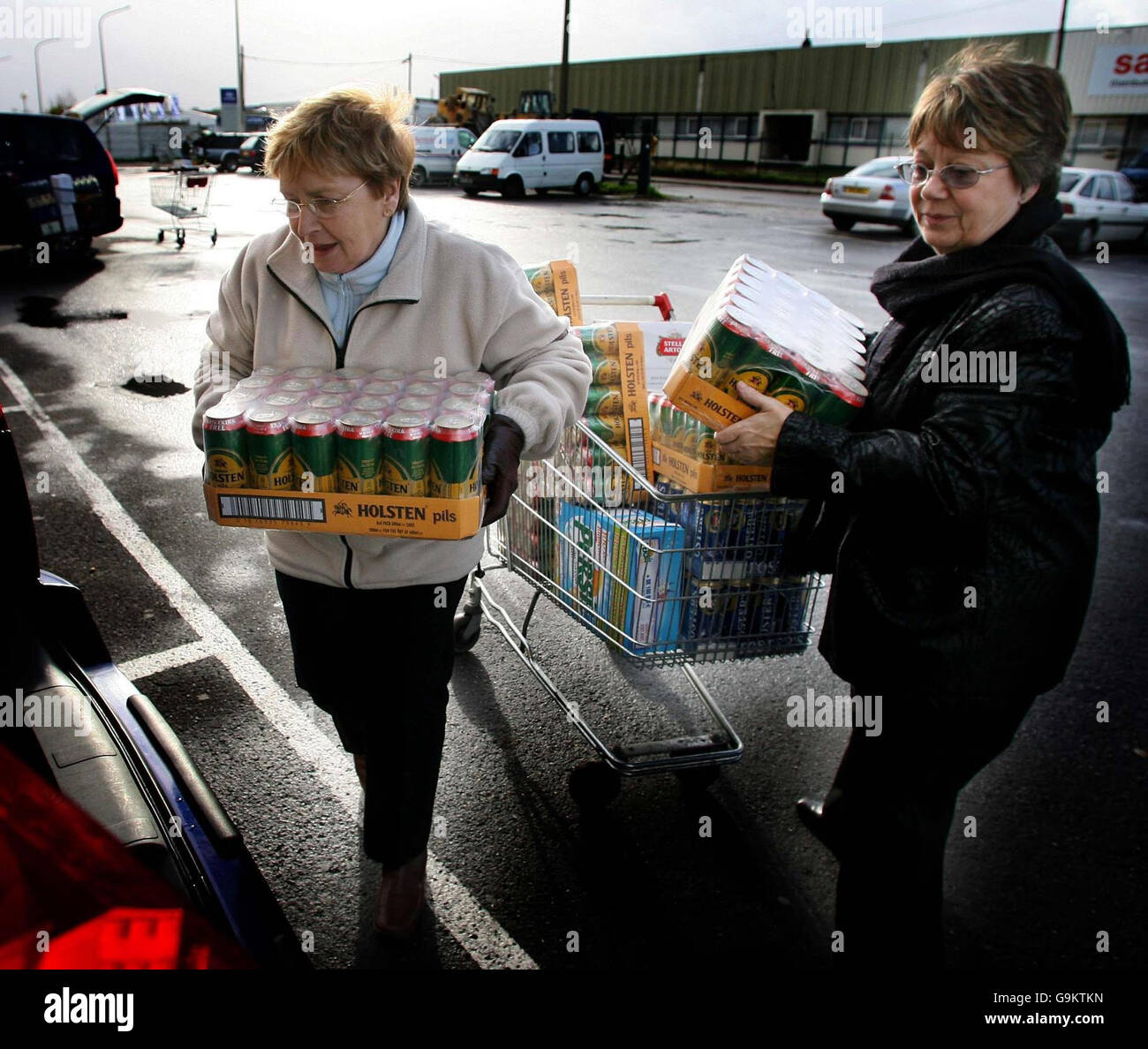 British shoppers fill their cars with cheap wine and beer at Eastenders