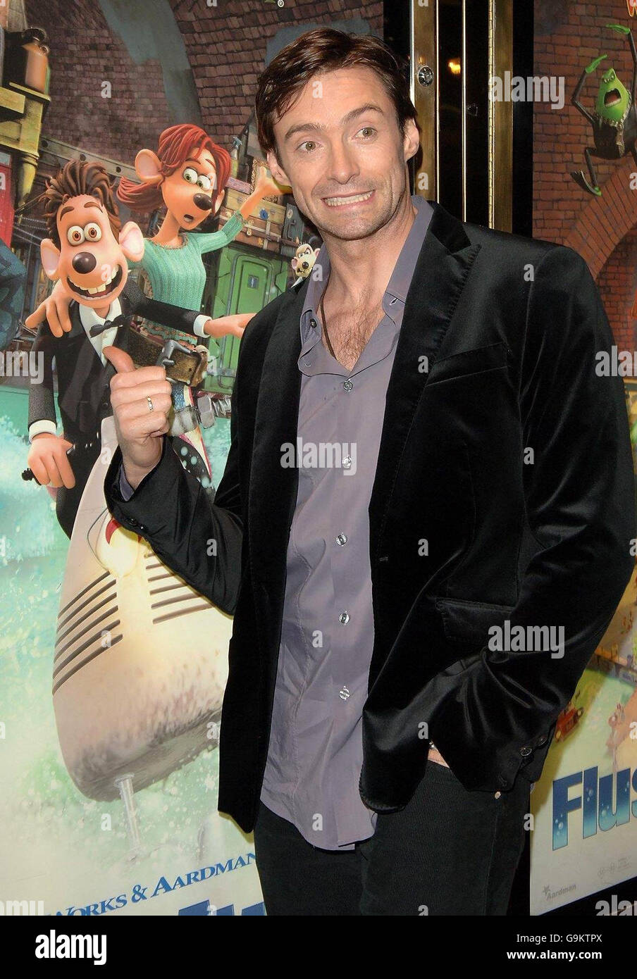 Hugh Jackman arrives for the UK premiere of Flushed Away at the Empire Leicester Square in central London. Stock Photo