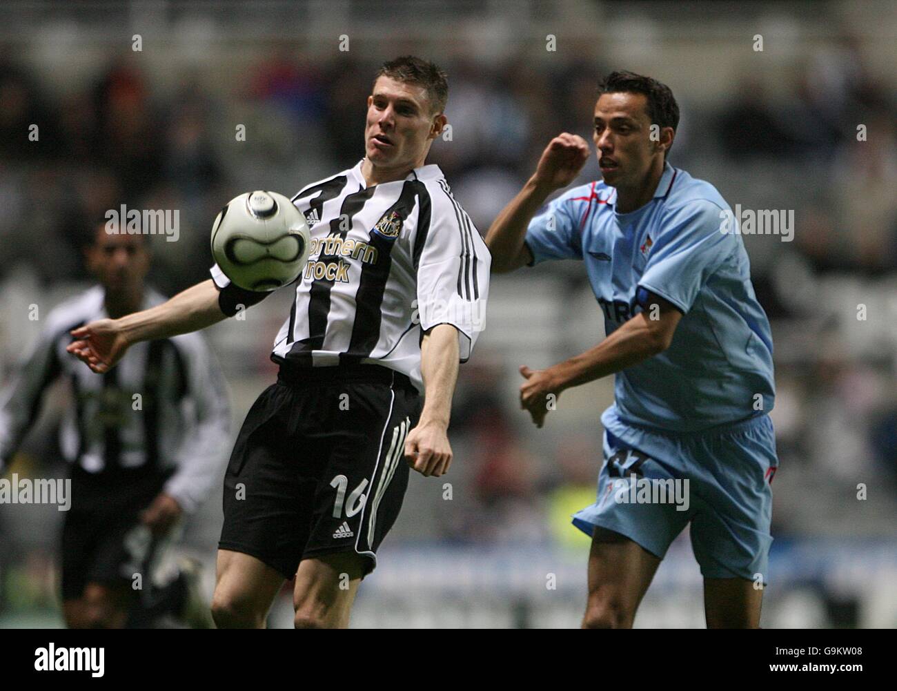 Celta Vigo's Santos Iriney and Newcastle United's James Milner Stock Photo
