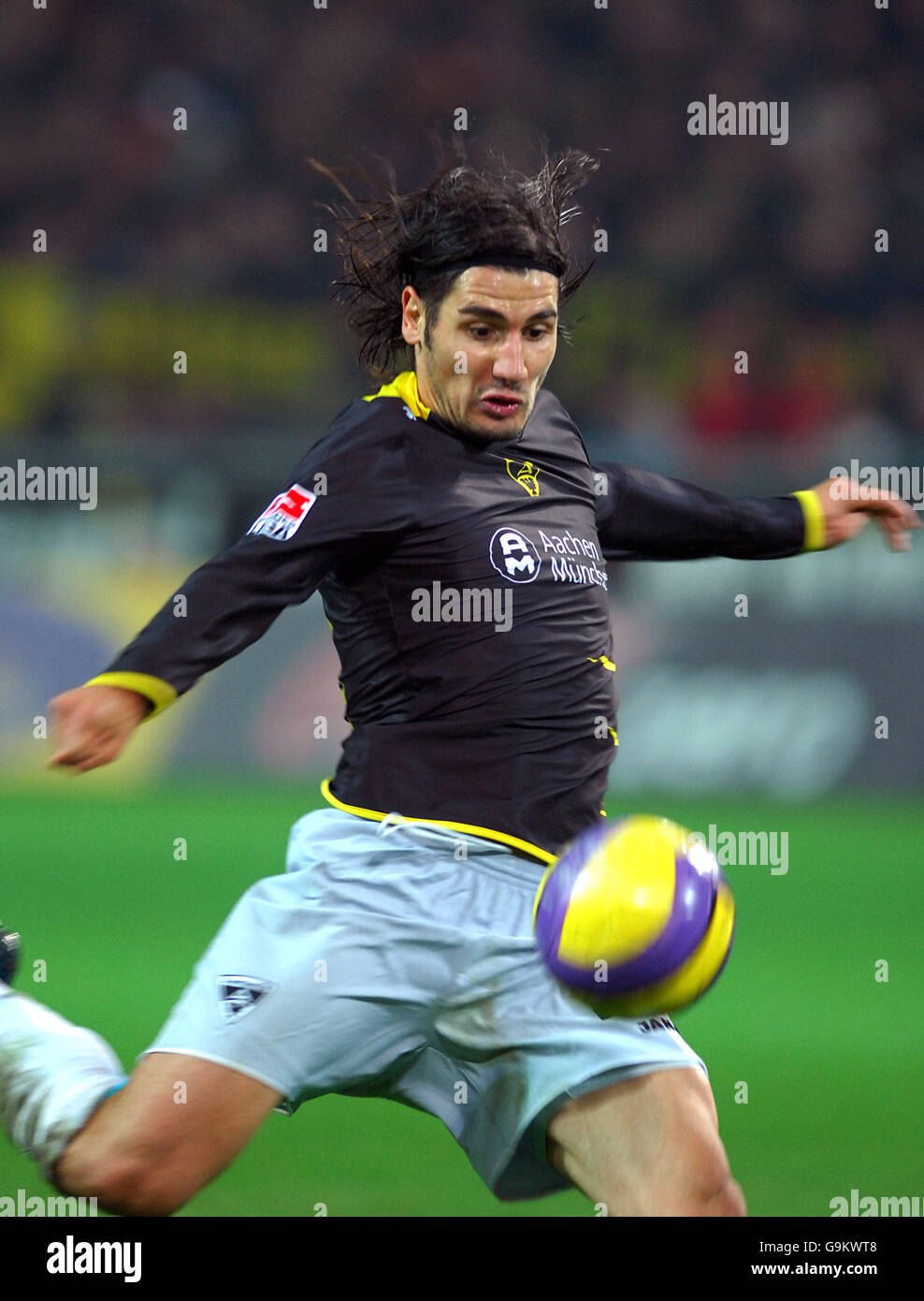 German Soccer - German Bundesliga - Borussia Dortmund v Alemania Aachen - Dortmund. Cristian Fiel, Alemania Aachen Stock Photo