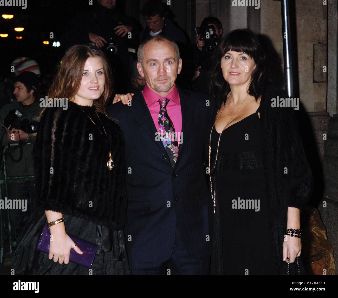 Barry McGuigan and family arrive for the La Dolce Vita party, at Old Billingsgate in east London. Stock Photo