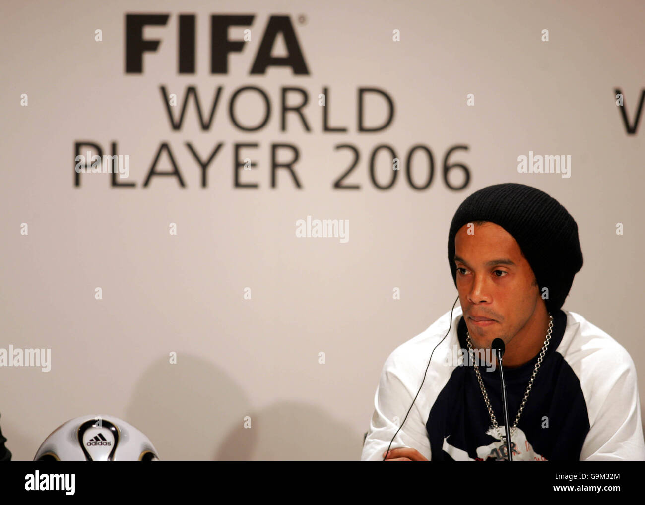 Brazil's Ronaldinho at the press conference for the FIFA World Player of the Year 2006 Stock Photo