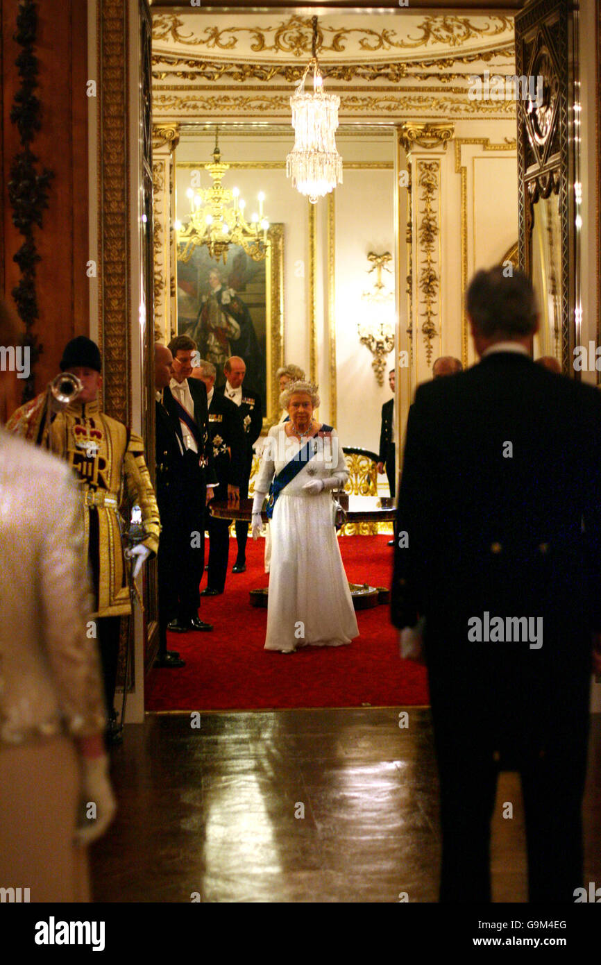 Reception Queen Britain's Queen Elizabeth II enters the room as she hosts a reception ...