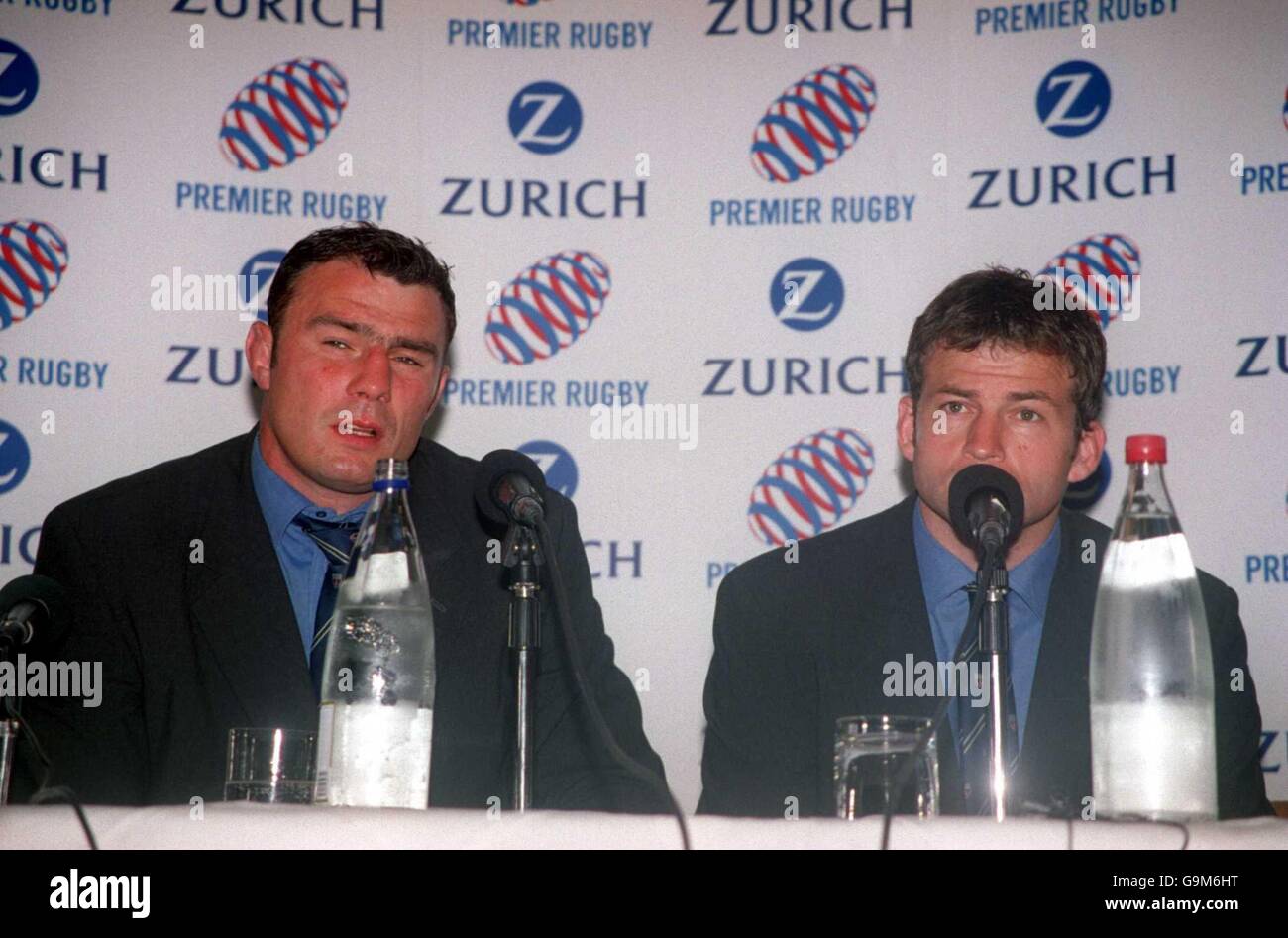 (L-R) Bath captain Ben Clarke and head coach Jon Callard offer their opinions on their defeat at the post match press conference Stock Photo