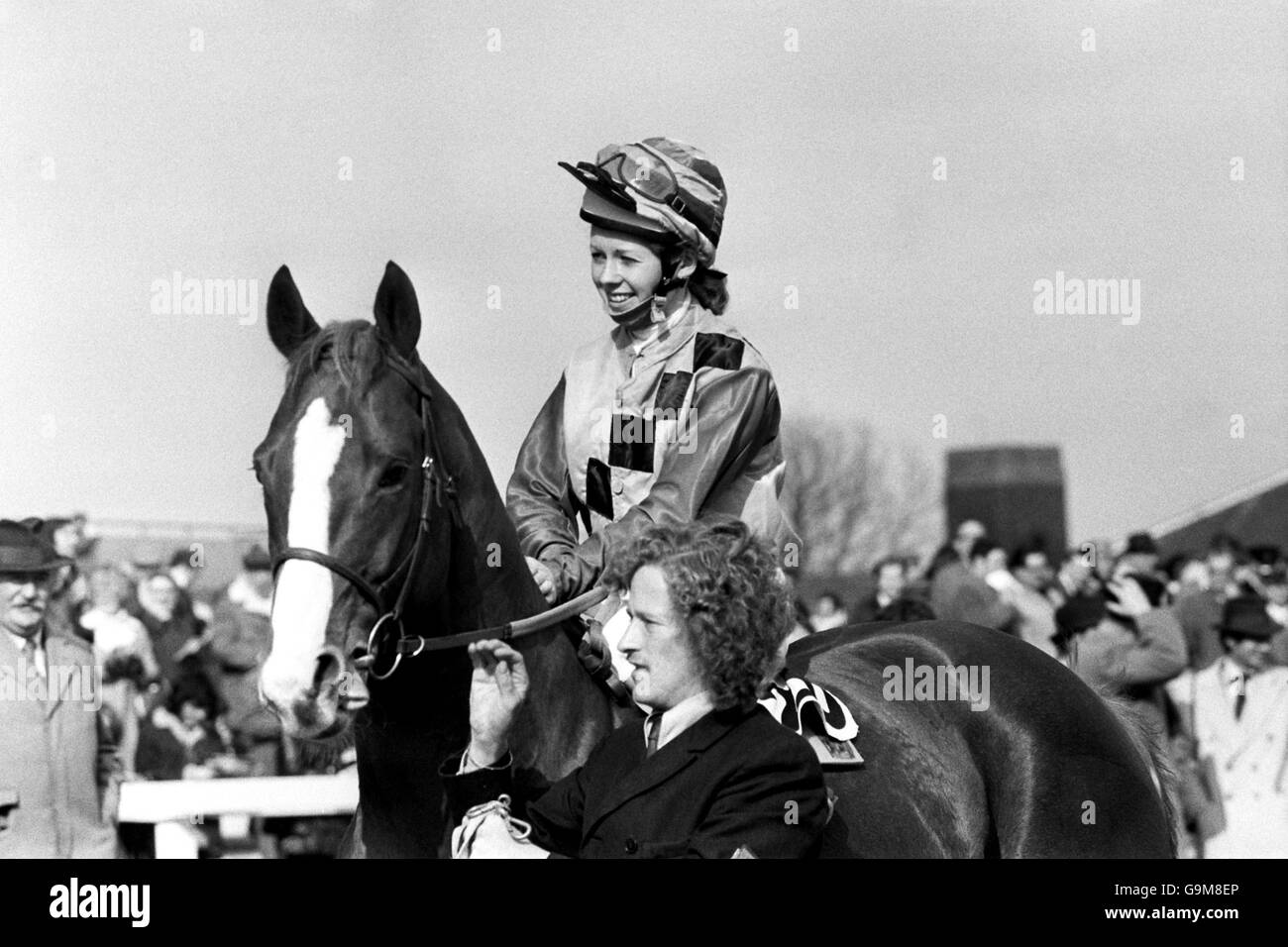 Horse Racing - Doncaster Races. Jane McDonald on Royal Lady Stock Photo