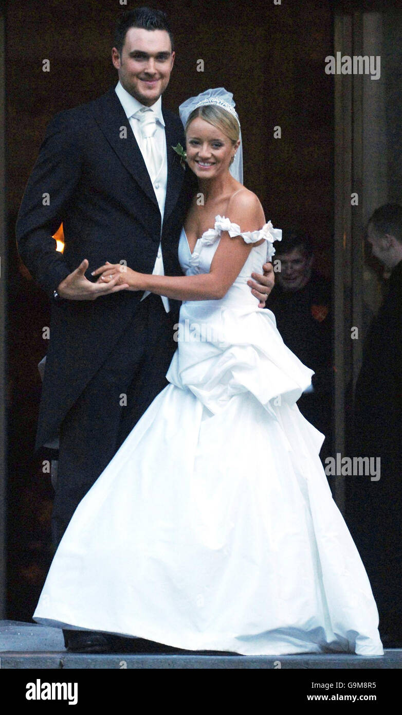 Lucy Davis Wedding, St Paul's Cathedral - London. Actress Lucy Davis after she married Welsh actor Owain Yeoman at St Paul's Cathedral in London. Stock Photo