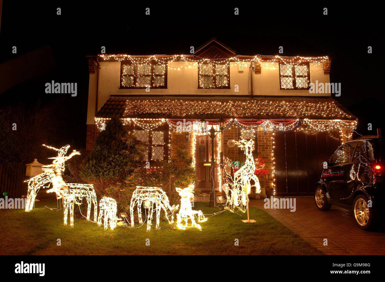 A house in West Essex is festooned with hundreds of Christmas fairy lights, for the duration of 