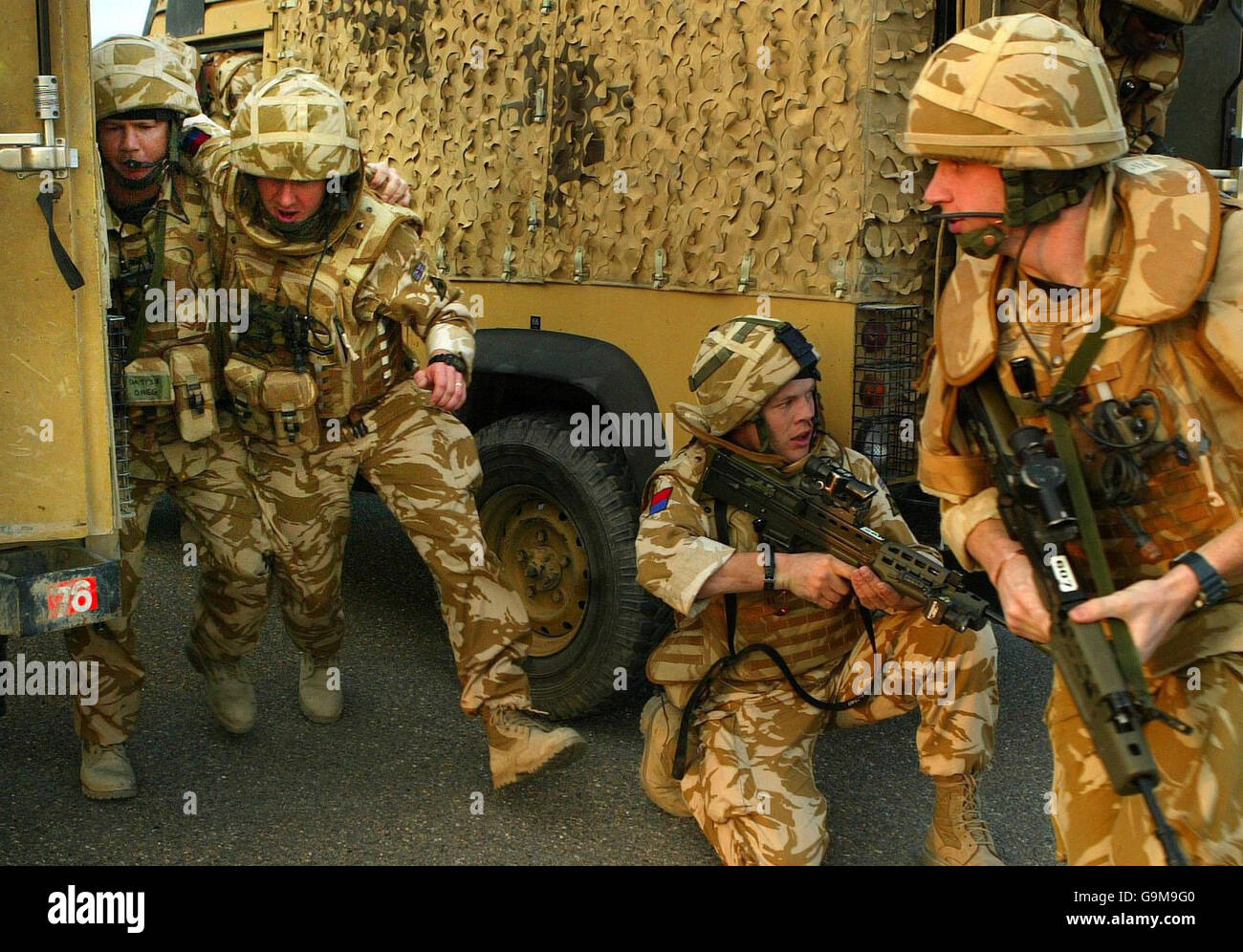 Soldiers from 40 Regiment Highland Gunners in training at Shaibah Logostics Base near Basra, Iraq. Stock Photo