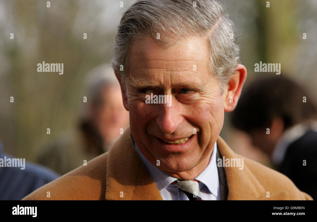 The Prince of Wales, Patron of Phoenix Futures, the largest drug and alcohol treatment services in the UK, talks with residents at the Alpha House in Droxford, Hampshire. Stock Photo
