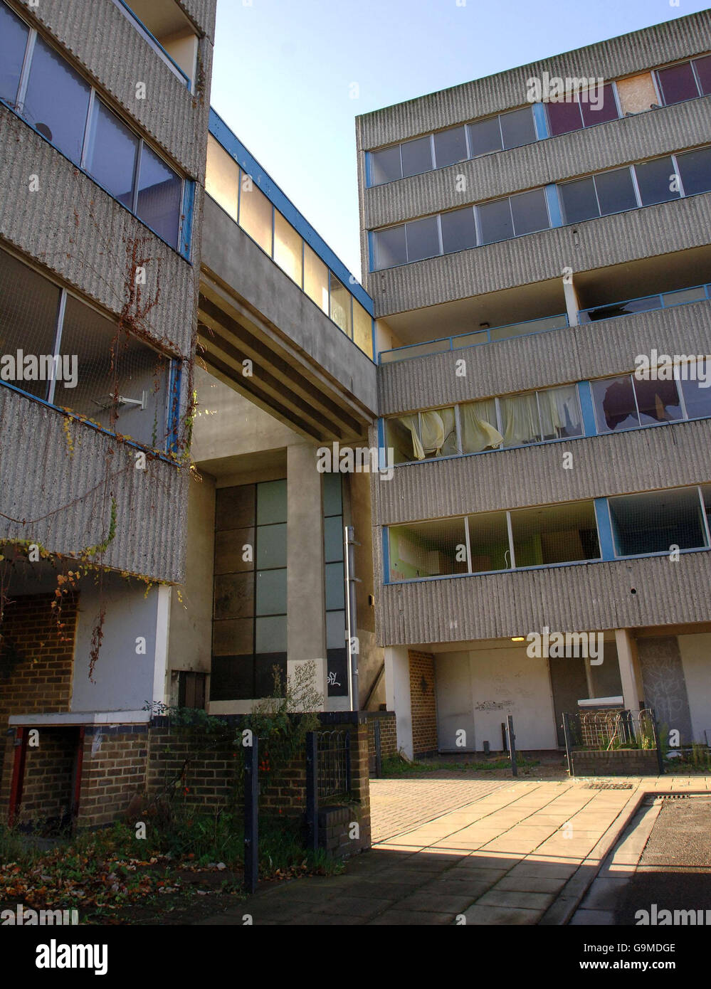 General view flats smashed windows on ferrier estate in kidbrooke hi