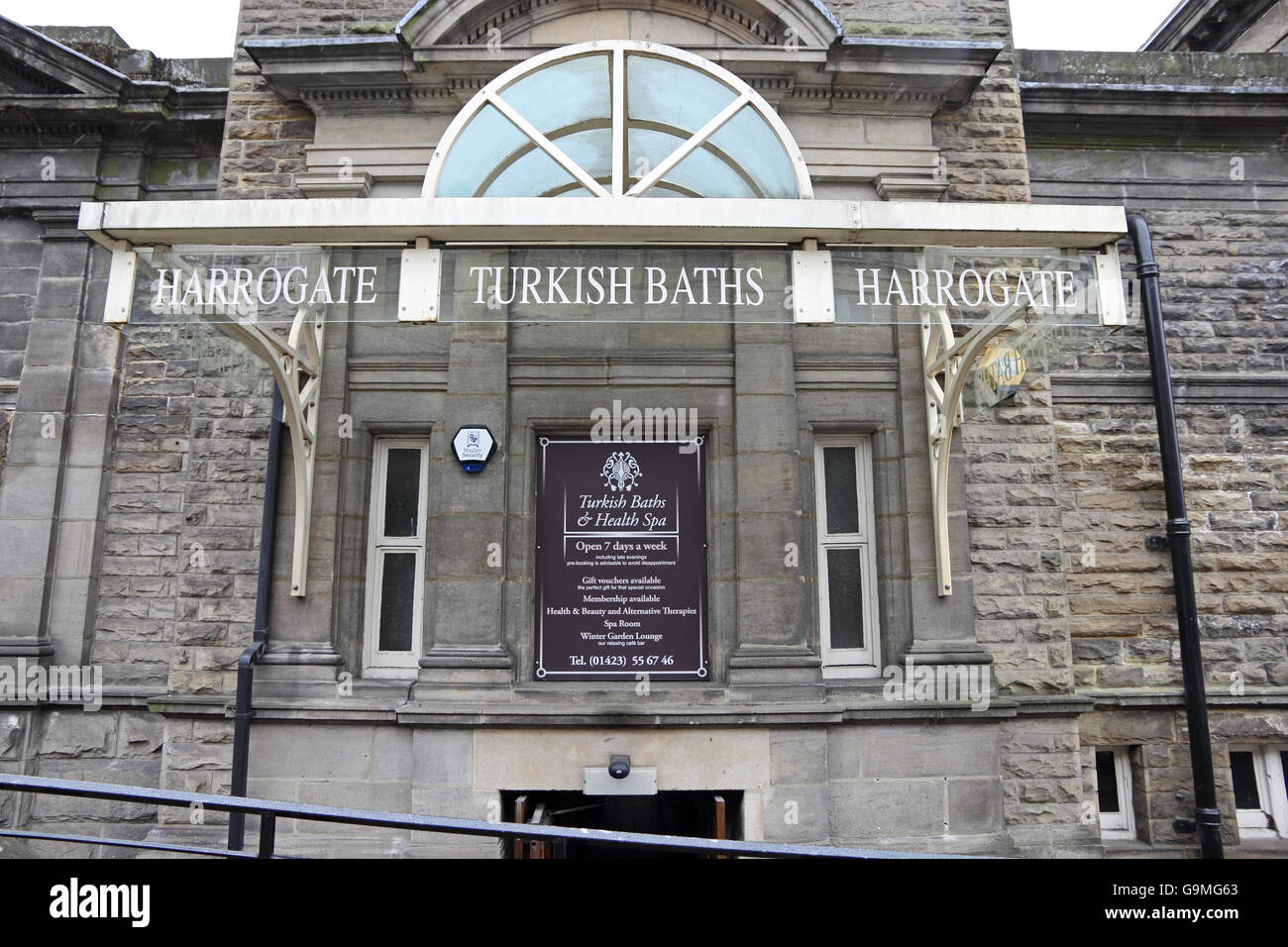 Harrogate Turkish Baths and Health Spa sign Stock Photo