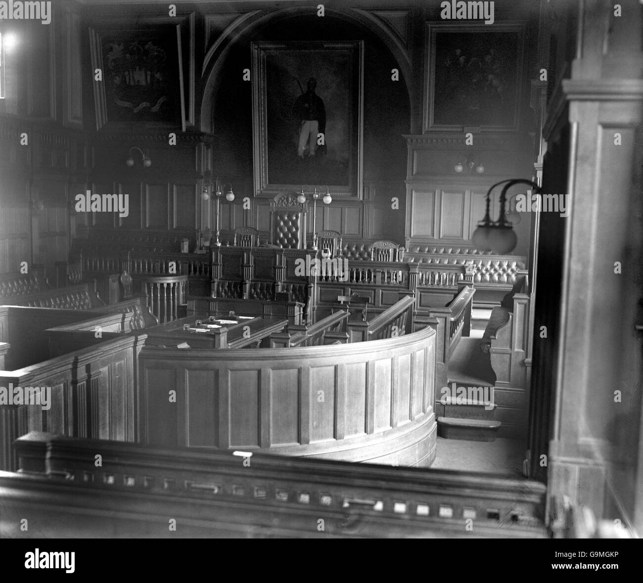THE GREENWOOD INQUEST AND TRIAL. The Trial - The interior of the Guildhall at Carmarthen, where the trial will take place Stock Photo