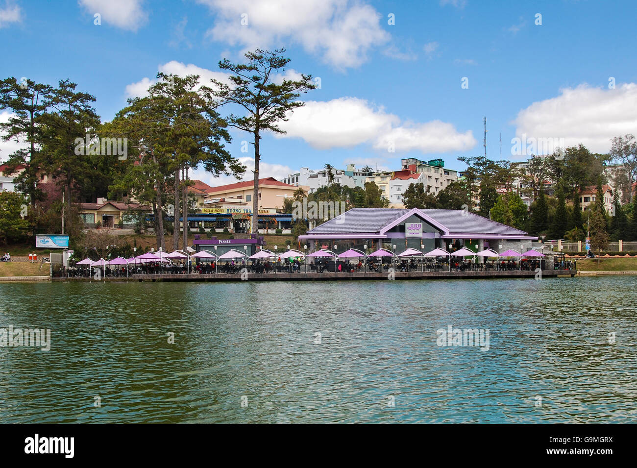 A restaurant at the lakeside. Stock Photo