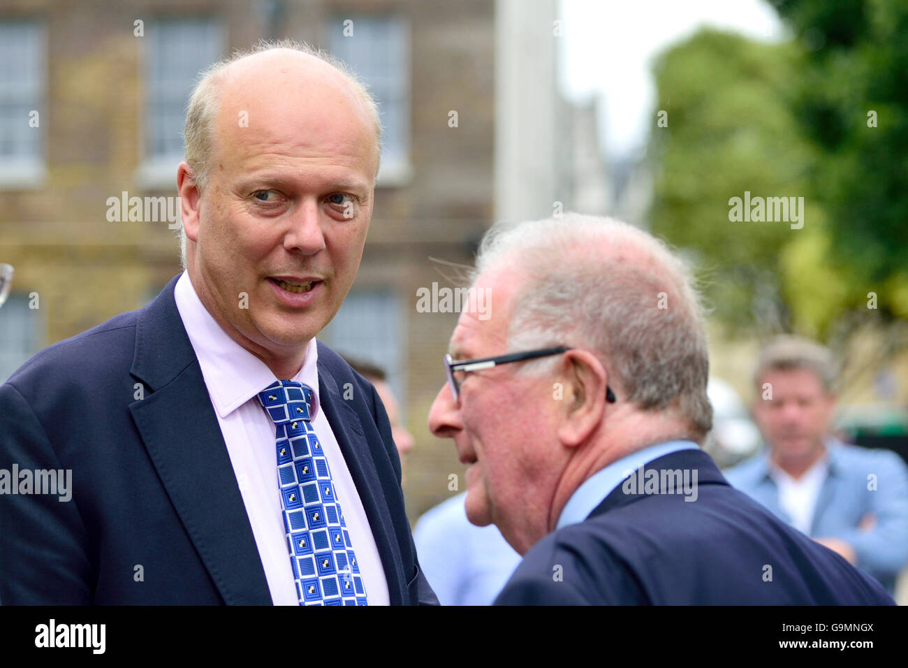 Chris Grayling MP (Conservative: Epsom and Ewell), Transport Secretary, and Sir Roger Gale MP - College Green Stock Photo