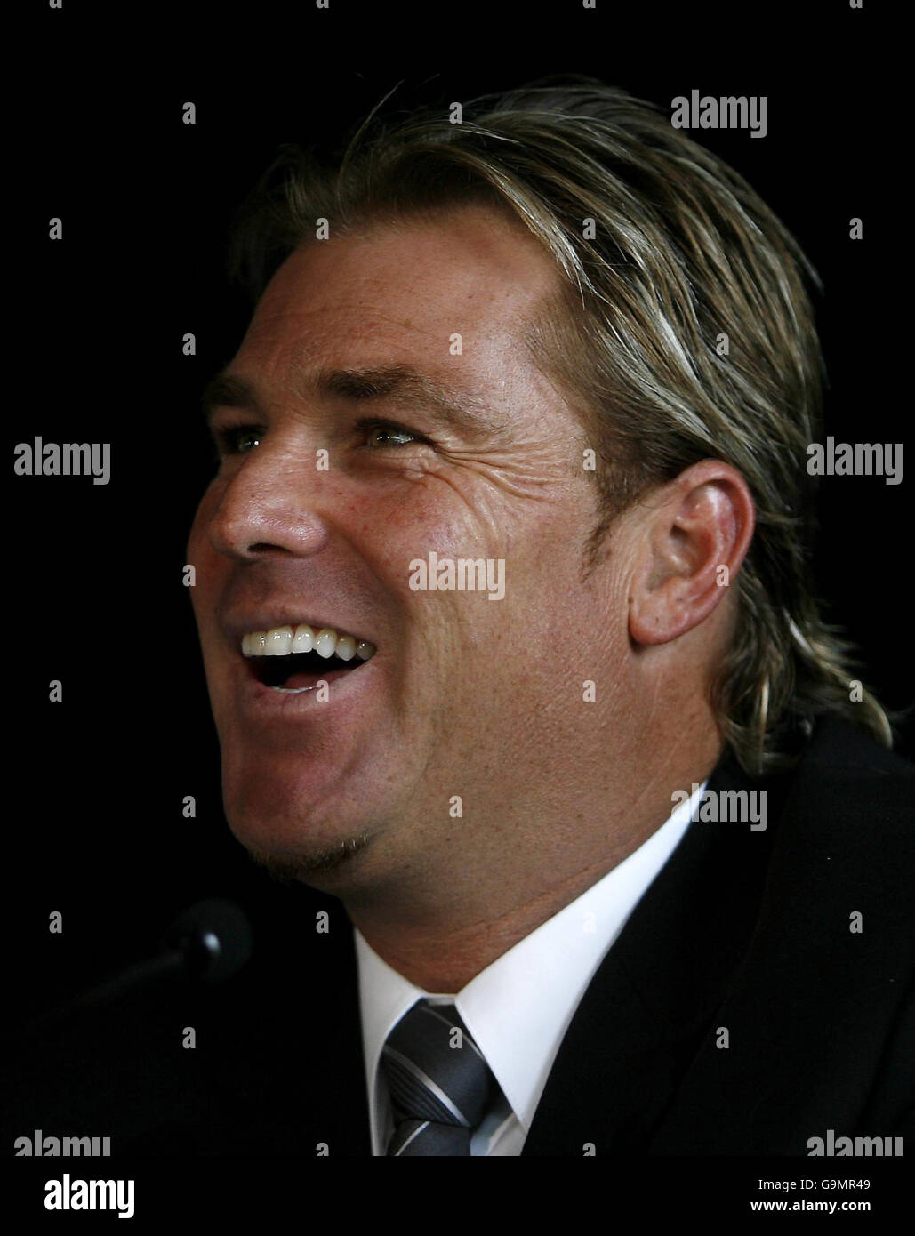 Australian spin bowler Shane Warne during a press conference at the MCG