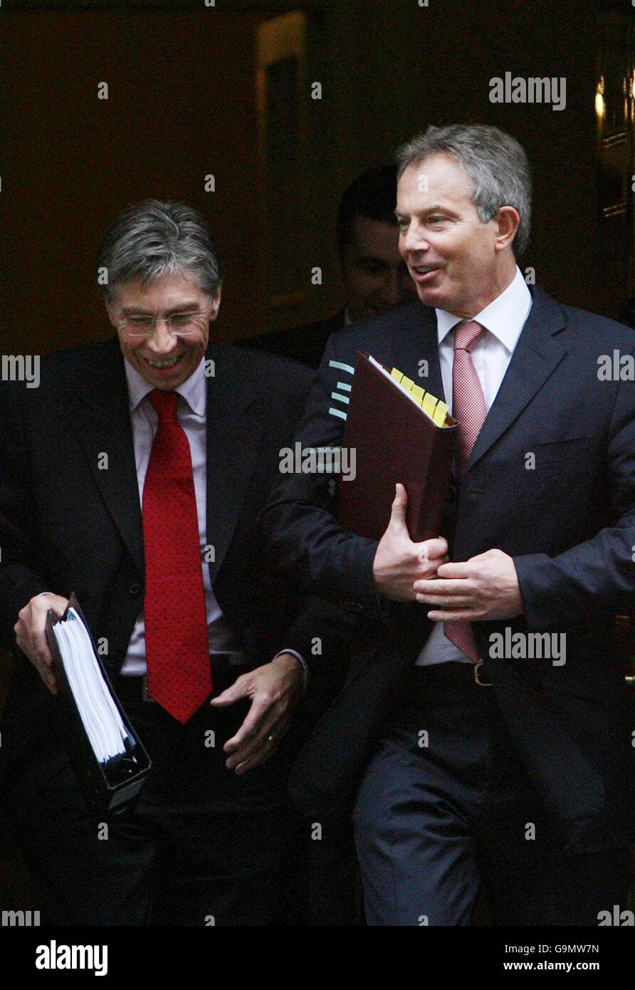 Prime Minister Tony Blair leaves with Parliamentary Private Secretary