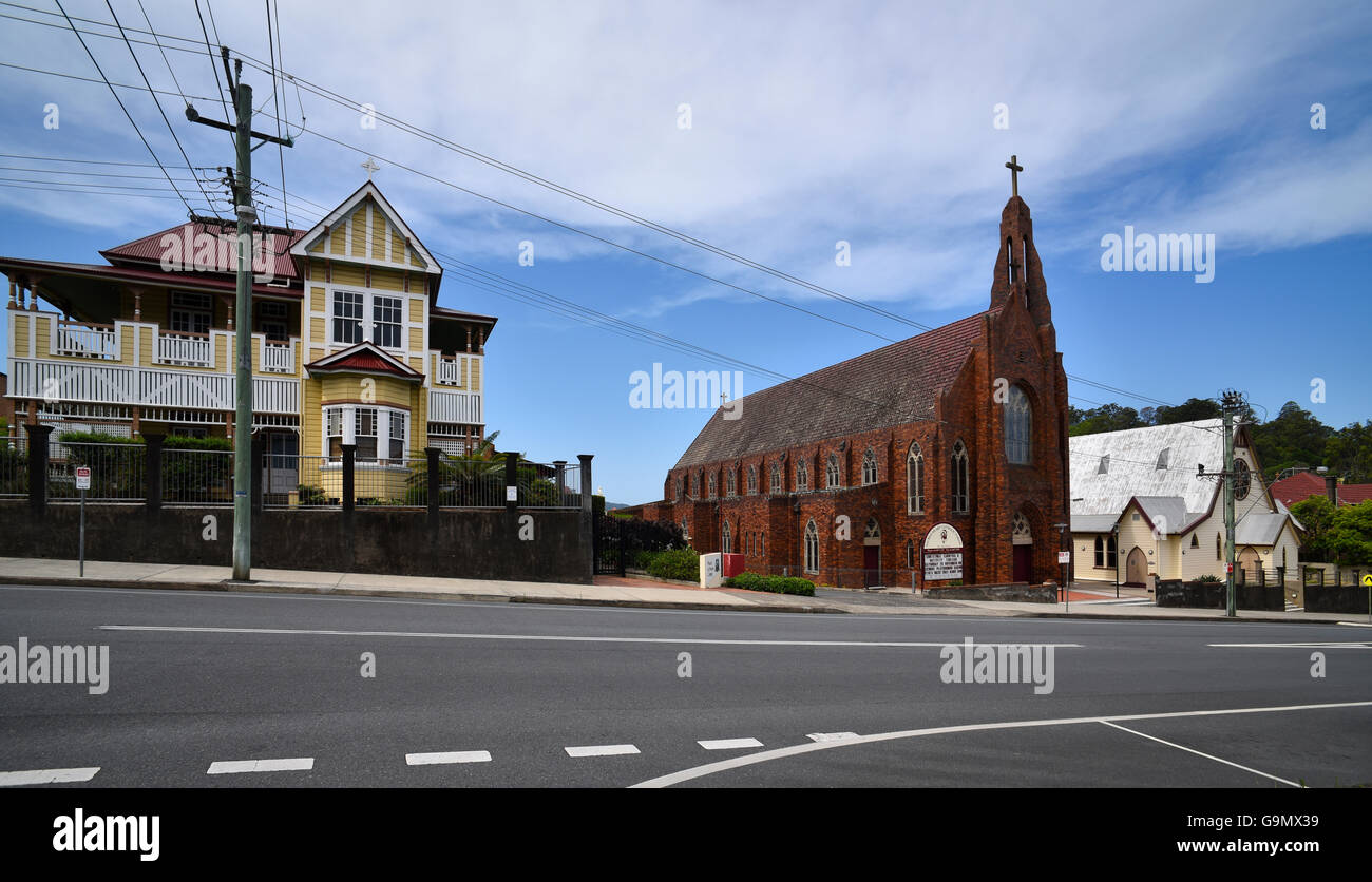 the new and old catholic sacred heart churches at mount st patricks catholic schol in