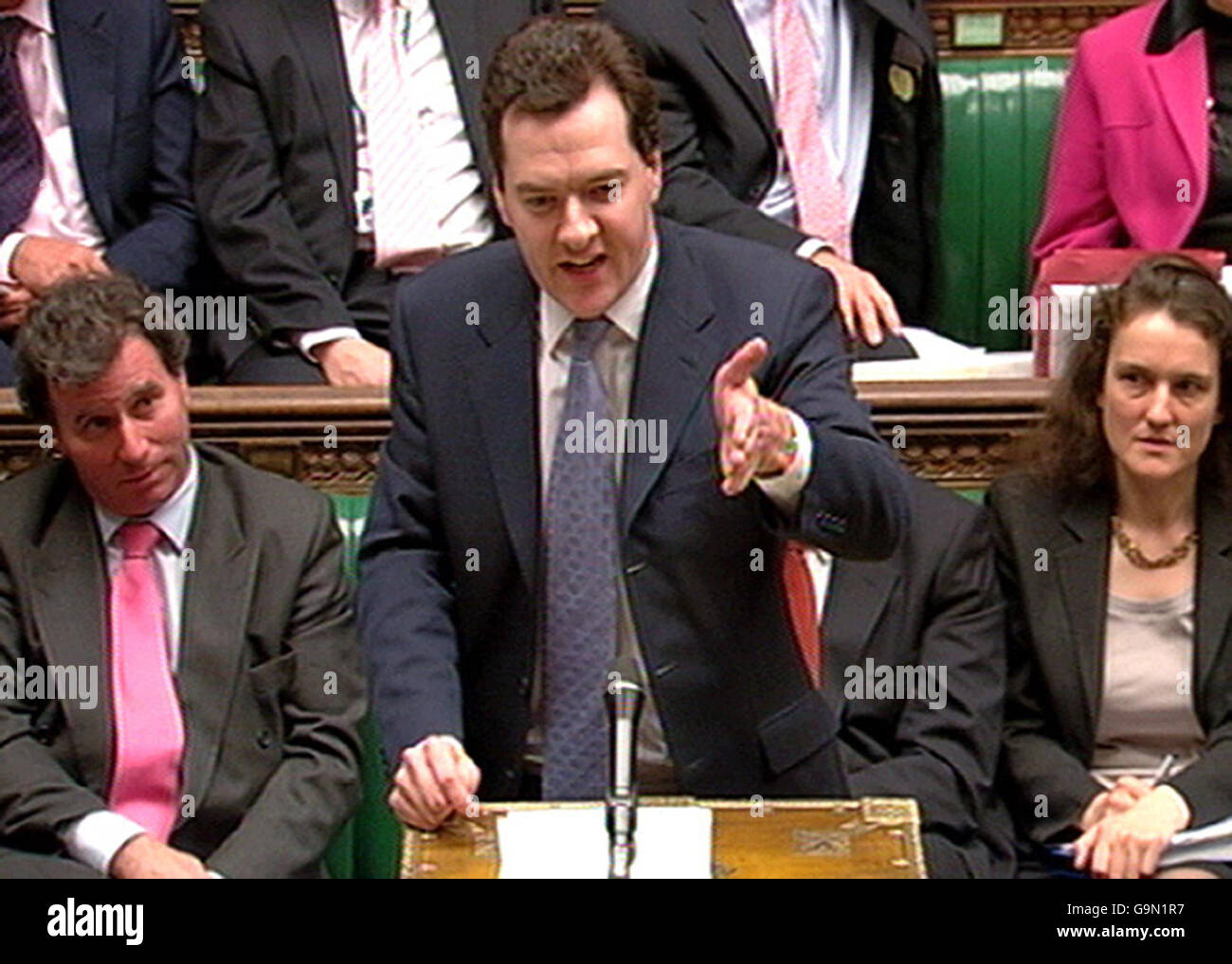 Shadow Chancellor George Osborn responds to the Chancellor's Pre-Budget Report in the House of Commons. Stock Photo